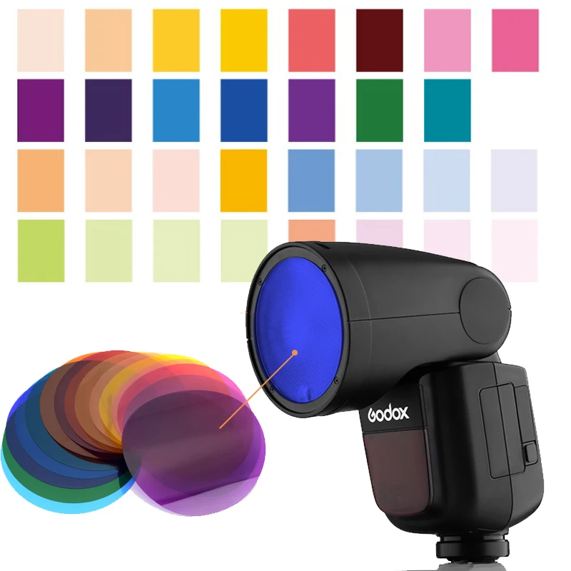 Godox цветные фильтры для фотовспышки Godox V1 Speedlite 15 цветов гелевые фильтры цветная карта Рассеиватель Вспышки V-11C V-11T