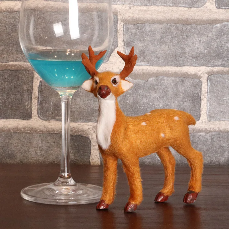 

Plush Simulation Christmas Flocking Reindeer Standing Xmas Elk Deer Dolls New Year Party Decor Ornament Home Decor Holiday Gift