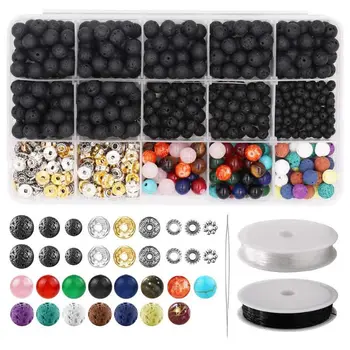 

4-8mm Loose Beads Lava Beads Crystal String Mixed Color Combination Box Set for DIY Jewelry Making Necklace Bracelet Accessories