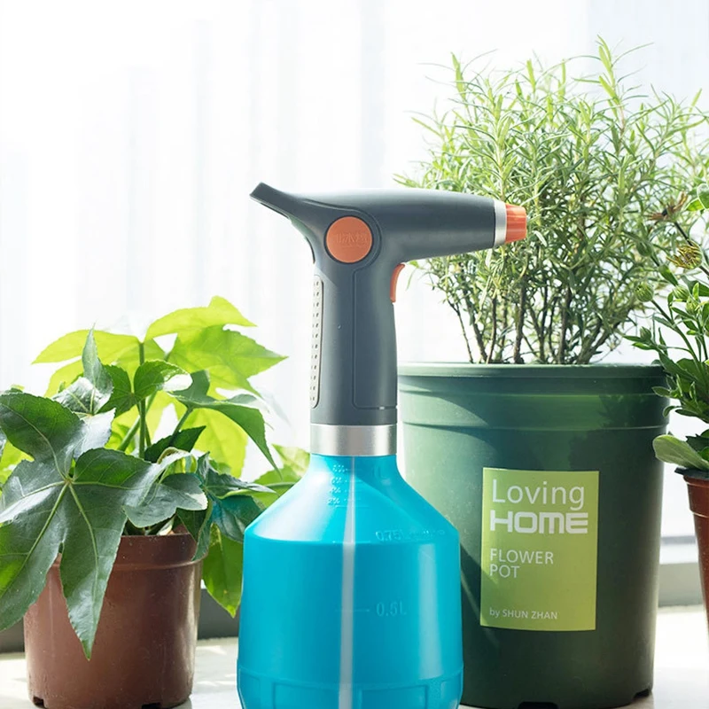1000Ml USB Rechargeable Electric Spray Bottle Watering Tool for Flower Plant Blue&Black