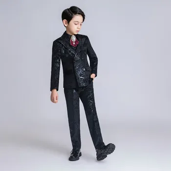 

YuanLu New 3PCS Kids Suits For Boy Velvet Suits Wedding Blazer Suit Toddler Suit For Autumn Winter For Party Piano