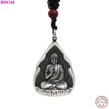 

S925 pure silver Pendant Six character truth Buddha card Pendant Restoring ancient ways Thai silver pendant for men and women