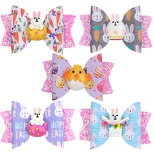 

Easter Egg Gretel Hairpin Cute Animal Candy Swallow Tail Printing Big Round Dot Rabbit For Girls Child Hair Bows Accessories