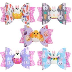 Easter Egg Gretel Hairpin Cute Animal Candy Swallow Tail Printing Big Round Dot Rabbit For Girls Child Hair Bows Accessories