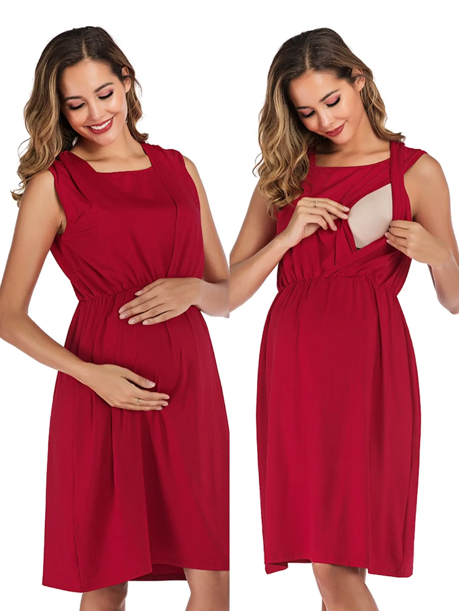 breastfeeding dress Sleeveless round neck dress hot style fashion