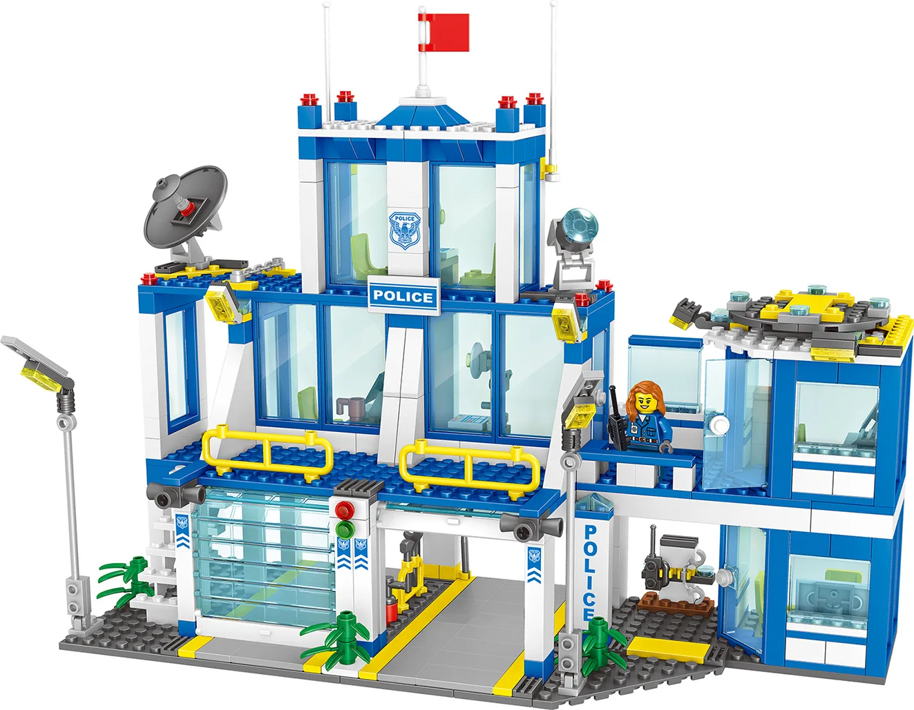 Comprar Serie de la policía de la ciudad, juego de bloques de construcción de la motocicleta, coche, helicóptero, estación de policía, modelo de ladrillo, juguetes para niños