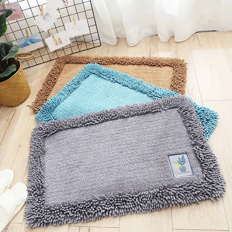 Простой однотонный хлопковый коврик из синели для дома, спальни, кухни, водопоглощающий коврик для ванной комнаты