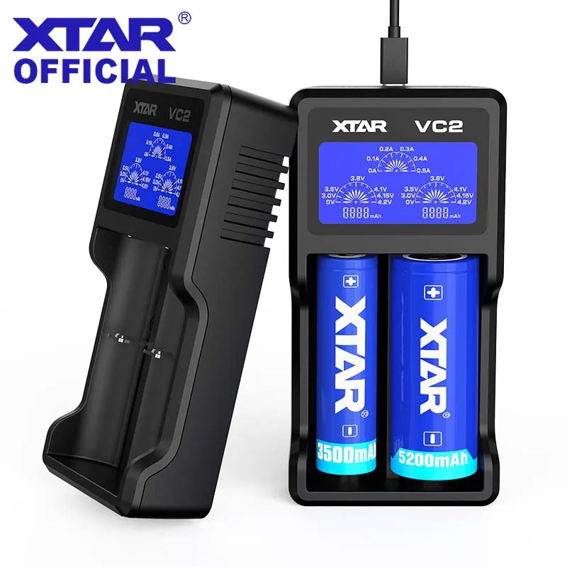 XTAR VC2 Батарея Зарядное устройство Тесты Ёмкость USB с ЖК дисплей Дисплей зарядки