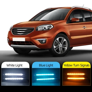 

CSCSNL 2Pcs For Renault Koleos 2011 2012 2013 2014 Car LED DRL Driving Daytime Running Lights fog lamp cover with Yellow signal