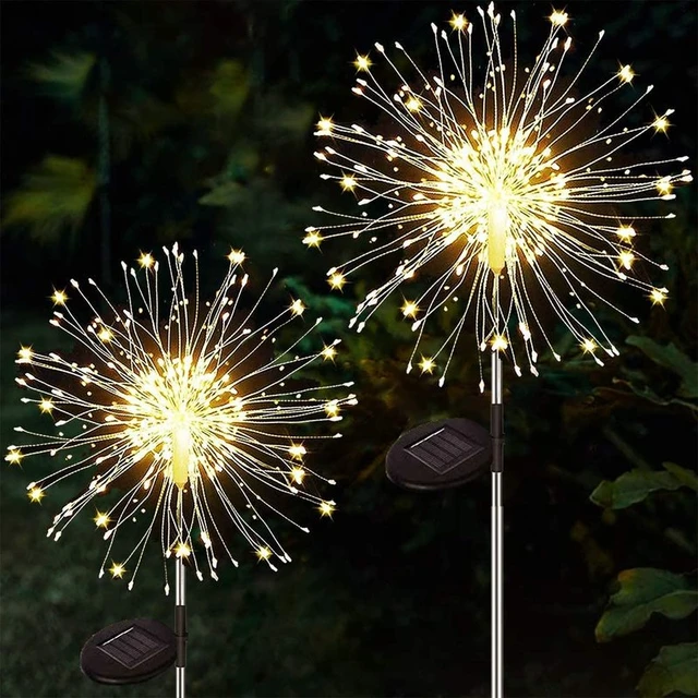 Lampes de jardin solaires étanches pour pelouse et arrière-cour, feux d' artifice étoilés, fil de