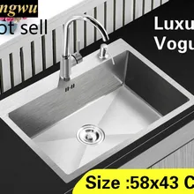 Квартира кухня ручная раковина одинарная мойка сделать блюда 304 Нержавеющая сталь Стандарт Горячая 580x430 мм