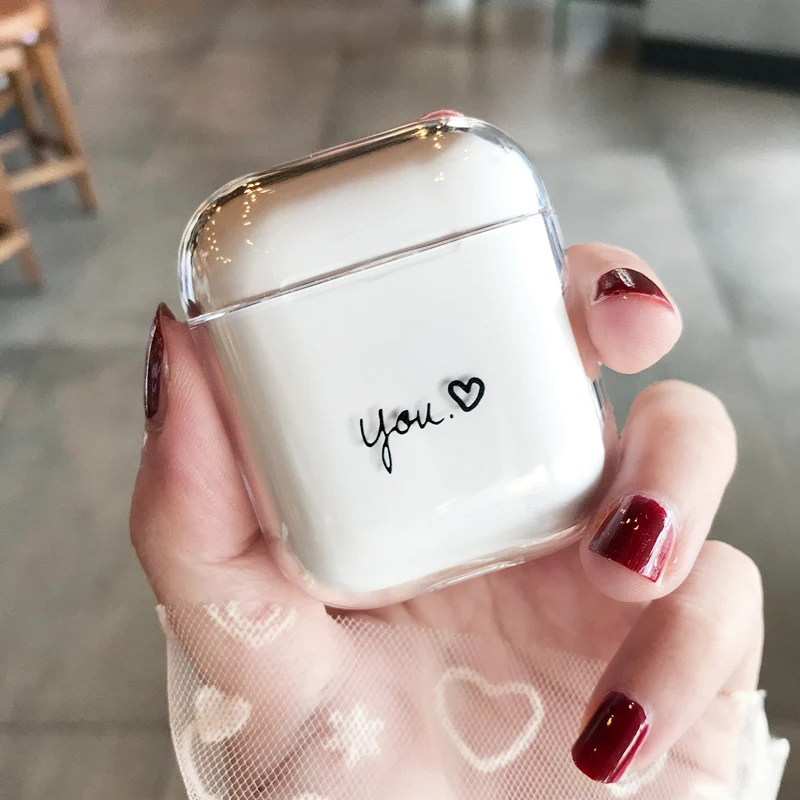 Модный прозрачный жесткий чехол love для AirPods милый Bluetooth гарнитуры защитный Airpod
