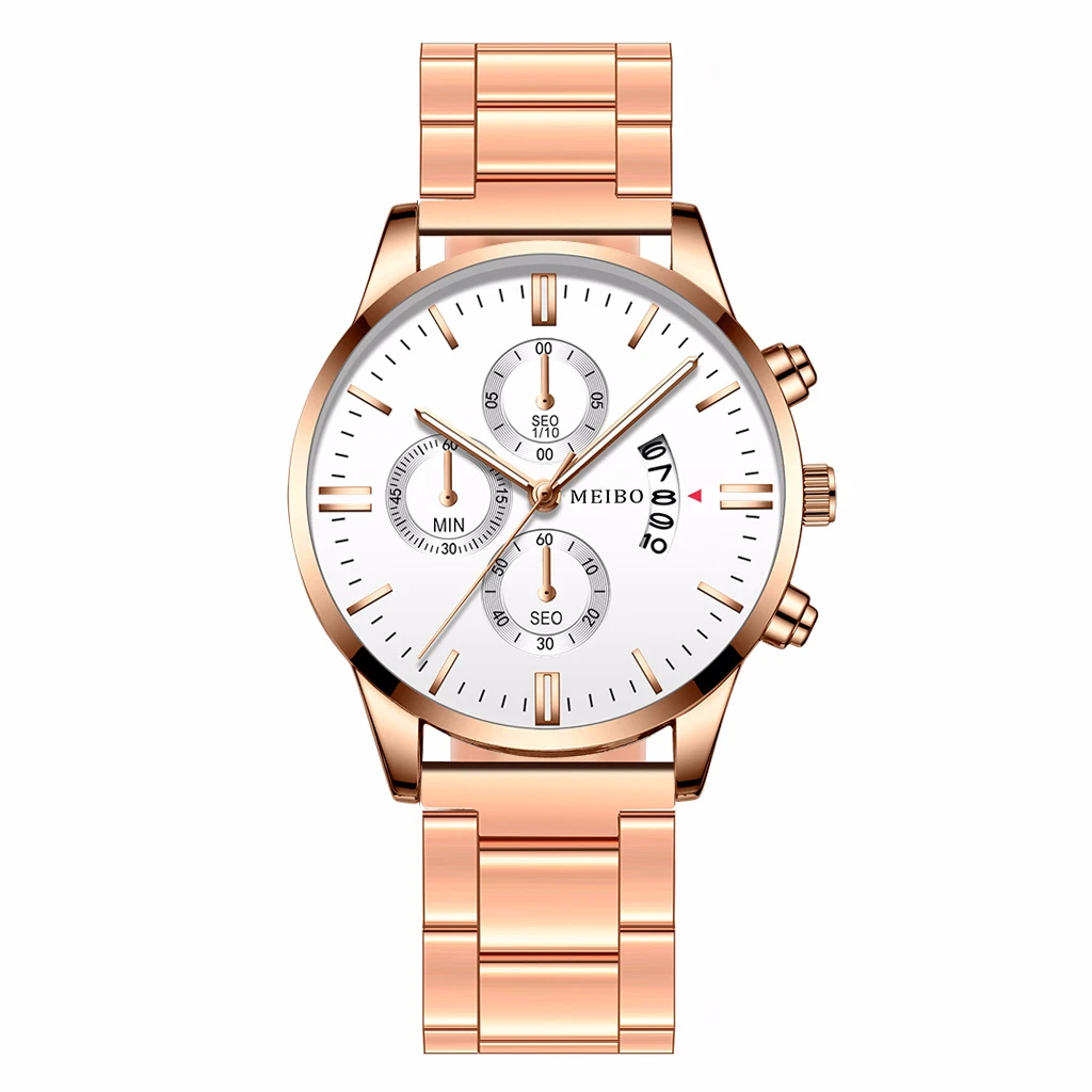 

MEIBO Men Stainless Steel Mesh Belt Business Watch With Calendar Luxury Men Sport Watch Quartz Clock Relogio Masculino
