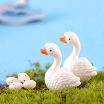 

1 Pc NEW cute Simulation Animal Action Figure Toy White Swan DIY Resin Craft Ornament Model Doll for kids gift