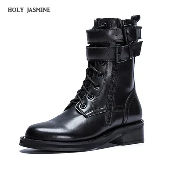 

Withered England Retro High Street Fashion Cowhide Soft Zippers High Top Martin Boots Women Shoes Woman Botas Mujer Shoes Women