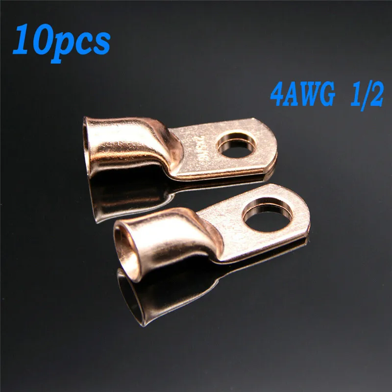 Wire Ring Terminal Copper 1 AWG Gauge 3//8/" Connectors Car Audio Terminals 2