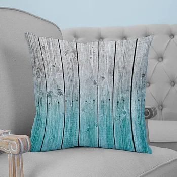 

Blue Wood Grain Gradient Printed Throw Pillow Case Plush fabric Pillowcase Home Decorative Pillow Hot