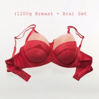 

Silicone Boobs Bra Set 1200g/pair Triangle Breast Form+Beautiful Lace Satin Pocket Bra For Crossdresser Shemale Mastectomy