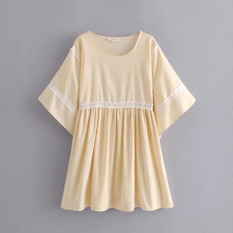 

WOMEN'S Dress 2018 Western Style Versitile Fashion Slimming Lace Decorative Edge Profile GIRL'S Dress Dress