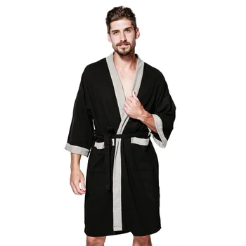 

Bathrobes Men's Fashion Casual Cotton Robe V Neck Long Sleeve Lace Up Kimono Night Gown Men Warm Male Bathrobe Coat Shower Sauna