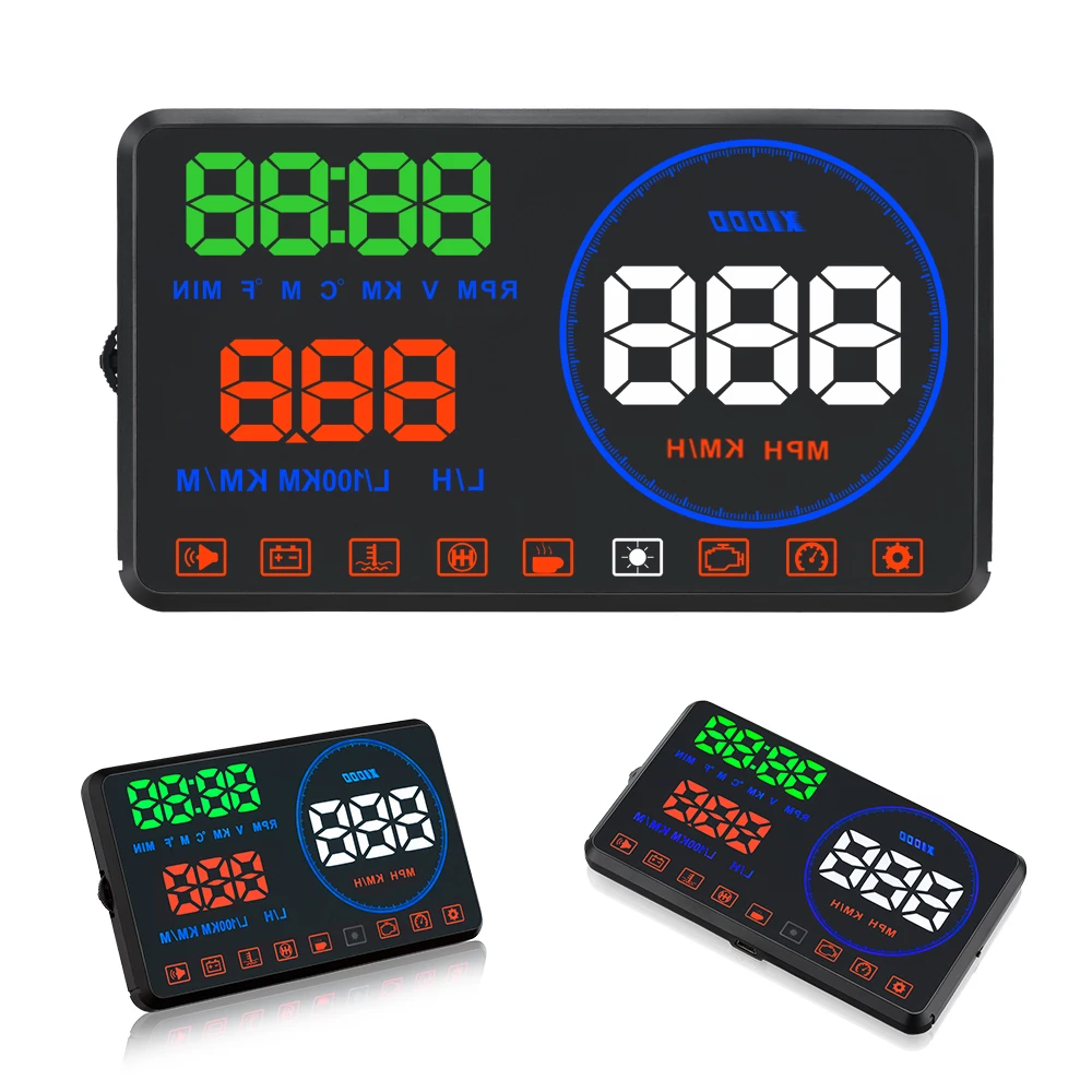 

GEYIREN M9 HUD Display Car 5.5 Inch Windscreen Projector EUOBD Car Driving Data Display Speed OBD2 RPM Fuel Consumption