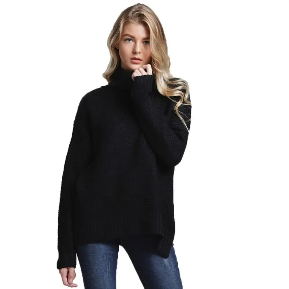 

Ladies Casual Loose Autumn Winter Turtleneck Sweater Women Solid Knitted Sweaters Warm Long Sleeve Pullover Women Sweater Female