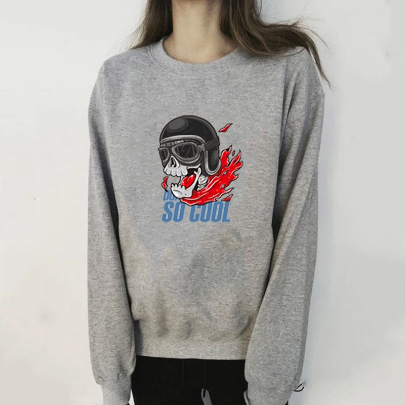 

Women's Sweatshirt Hoodie Top 2019 Autumn New Style Funny Desige Print Patchwork O-neck Long Sleeves Pullover Sweatshirt Gray