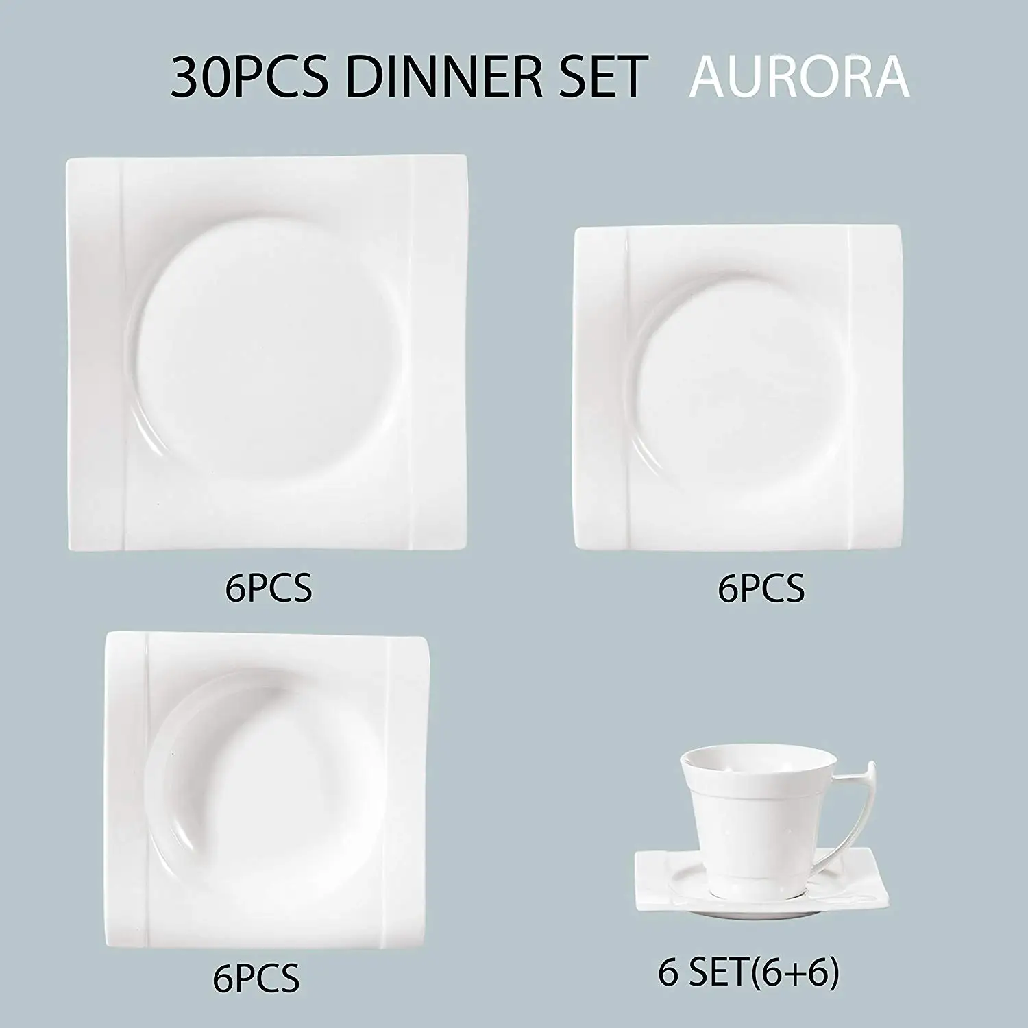 Vancasso 30 шт. белый фарфор Dinnerplate набор в комплекте 6 шт чашки/блюдца/обеденные