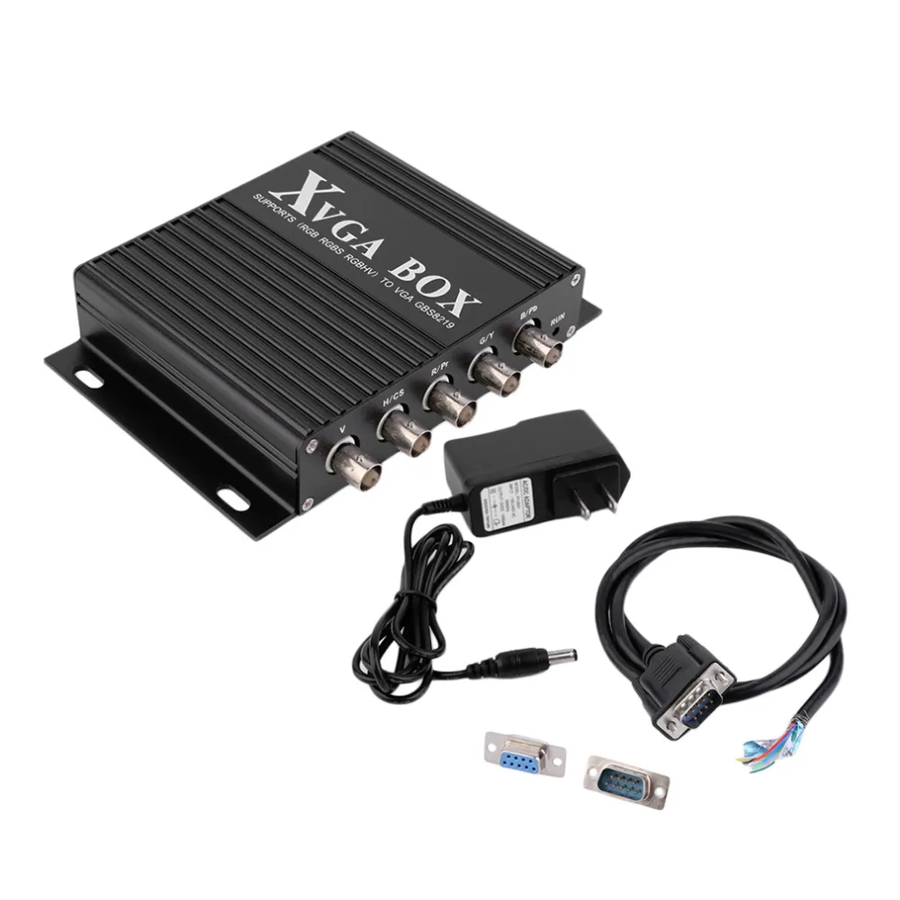 

XVGA Box RGB RGBS RGBHV MDA CGA EGA to VGA Industrial Monitor Video Converter with US Plug Power Adapter Black