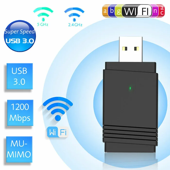 1200 Мбит/с USB 3,0 беспроводной WiFi адаптер ключ двухдиапазонный Bluetooth 5,0 встроенная двойная антенна DJA99