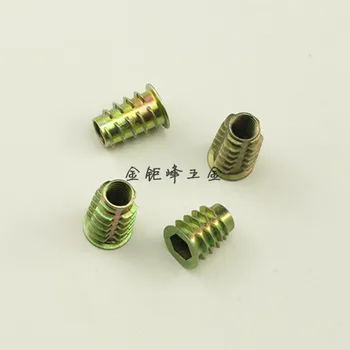 

50Pcs M4 M5 M6 M8 Zinc Alloy Thread For Wood Insert Nut Flanged Hex Drive Head Furniture Nuts