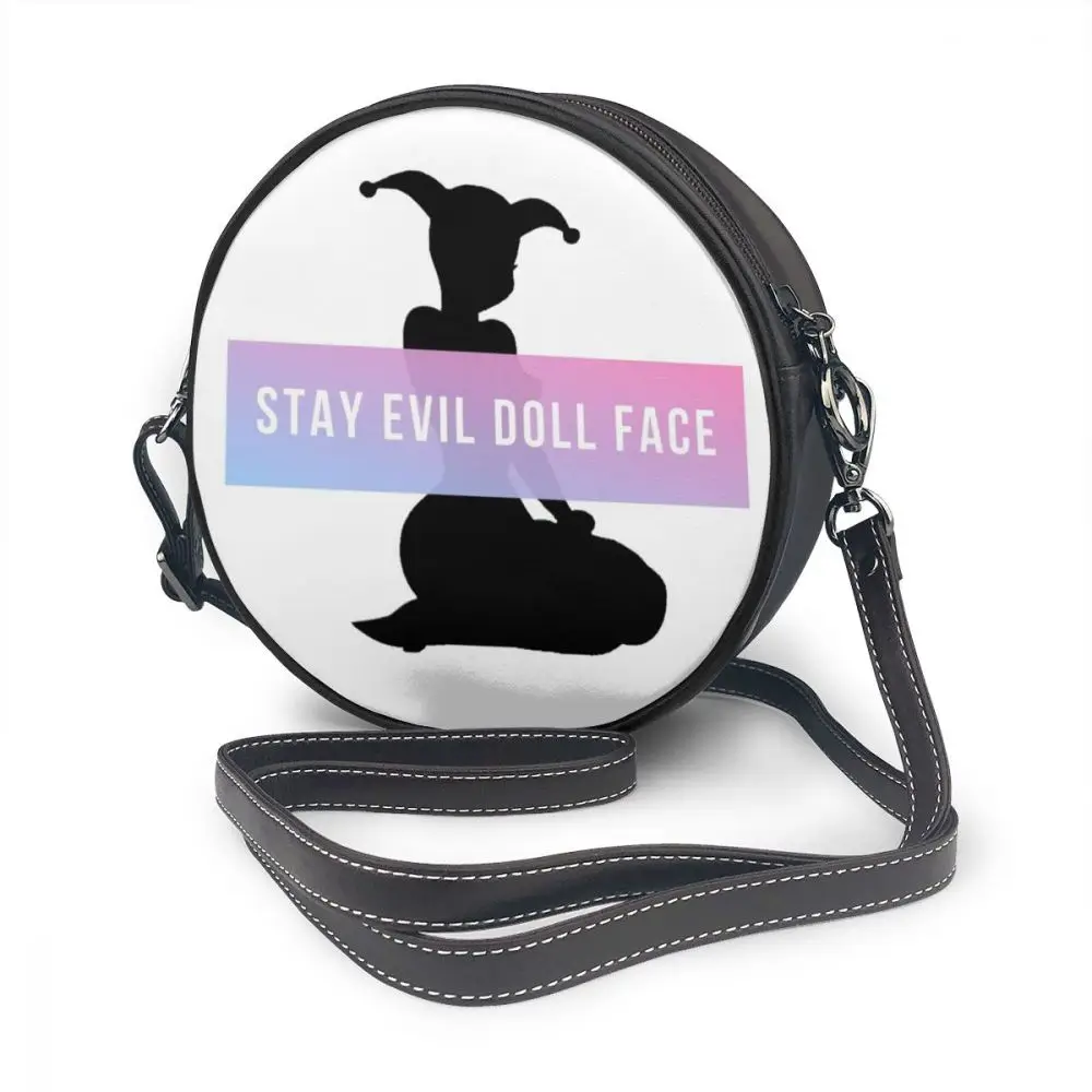 Харли Квинн сумка на плечо Харли Квинн кожаная сумка Высокое качество тренд женские сумки Многофункциональный Круглый кошелек - Цвет: Stay Evil Doll Face