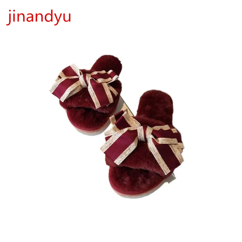 

Woman Flats Warm Plush Slippers Women Winter Korean House Slippers Comfort Slides Fluffy Slippers White Black Pink Fur Slippers