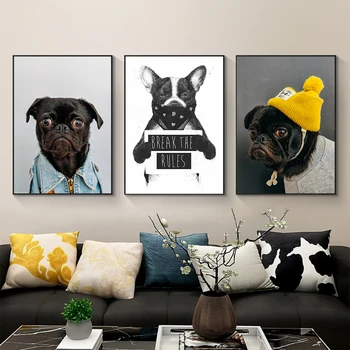 

Animal Canvas Painting Posters Prints Funny Pet Dog Picture Wall Art Modern for Living Room Decoration Cuadros