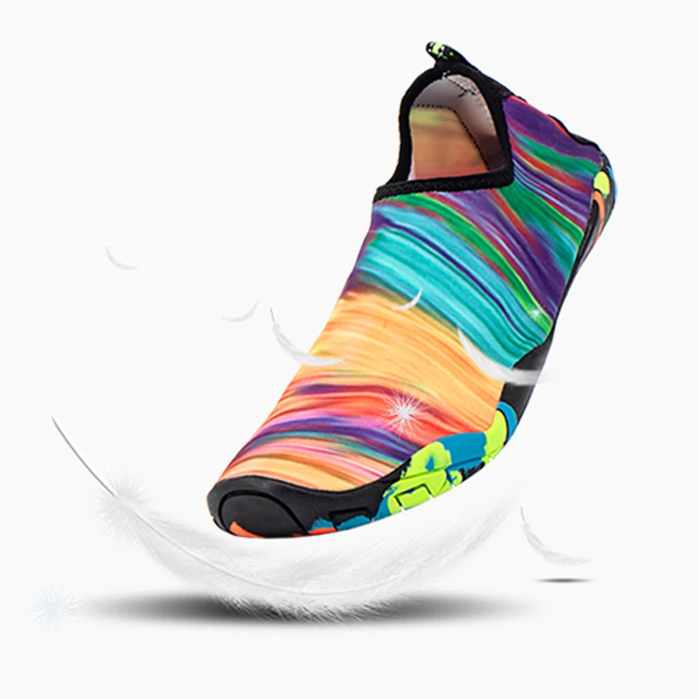 Rainbow Black Для женщин Для мужчин Aqua летние пляжные водные кроссовки для прогулок с принтом радуги плавание, Дайвинг рыбалка быстросохнущие кожаная обувь - Цвет: Rainbow Black
