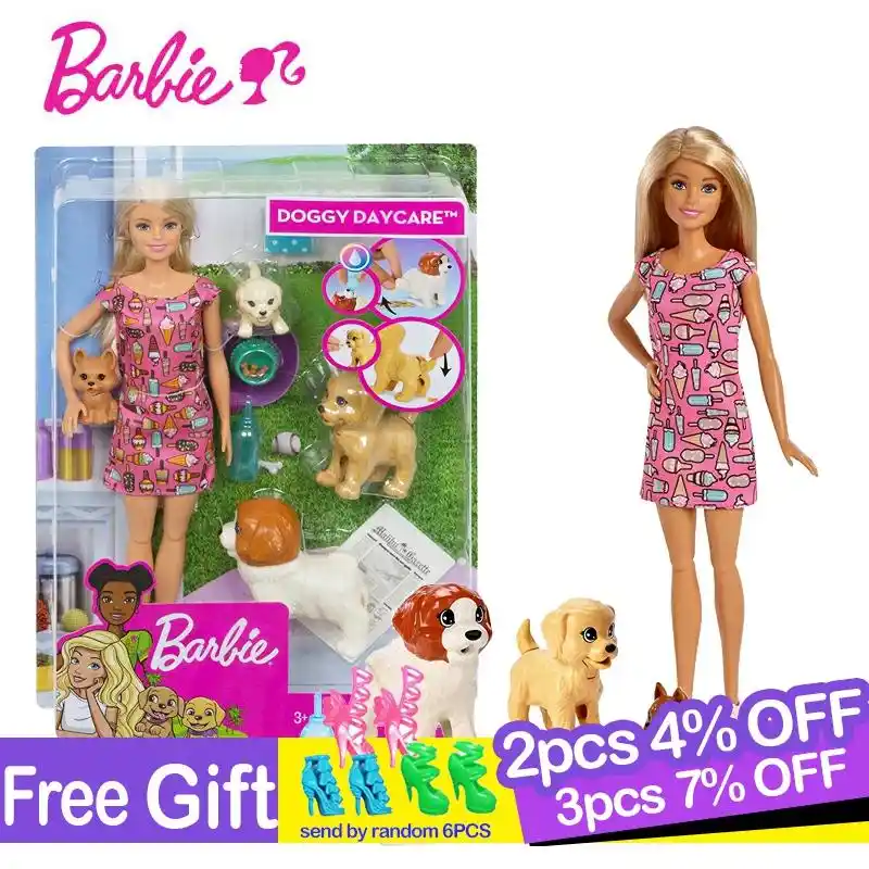 barbie with dog that has puppies