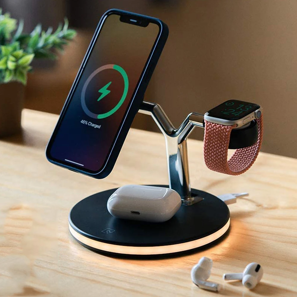 3 In 1 Magnetic Wireless Charger Stand For Airpods Pro Fast Charging Station For Iphone 12 Mini Pro Max/Apple Watch Dock