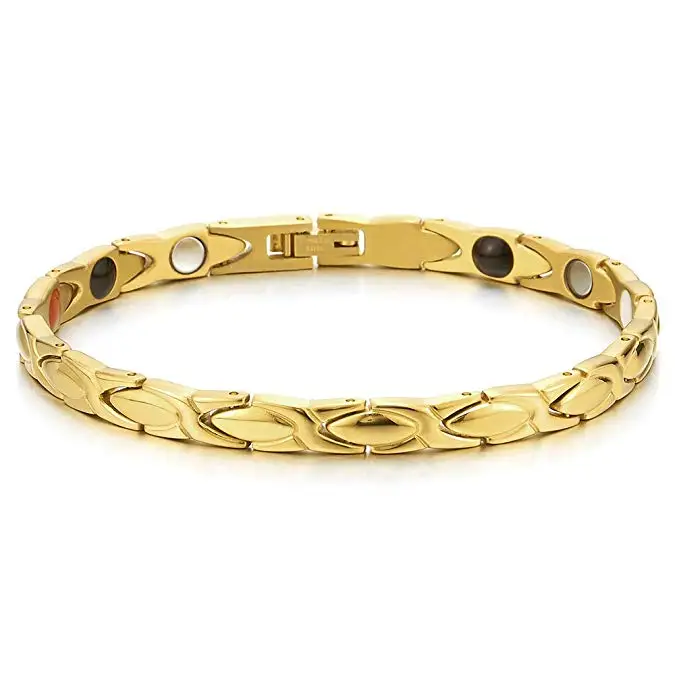 Здоровый Магнитный браслет из нержавеющей стали для женщин, терапевтические магнитики, браслеты, мужские ювелирные изделия для здоровья