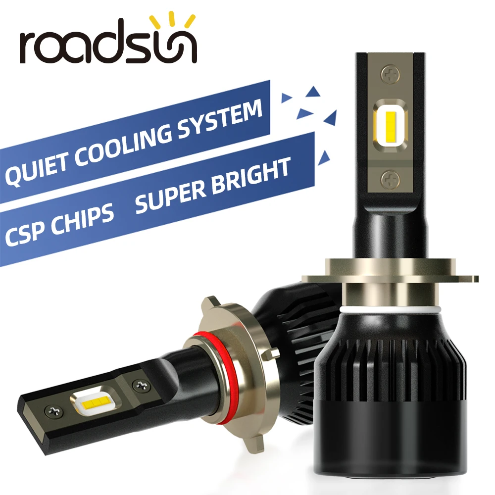 Luzes do Carro Roadsun Chips h4 h1 Carro Farol Lâmpadas H11 h3 H13 H27 880 9005 9006 12000lm 50w Automóveis Lâmpada Automóvel Csp h7 Led