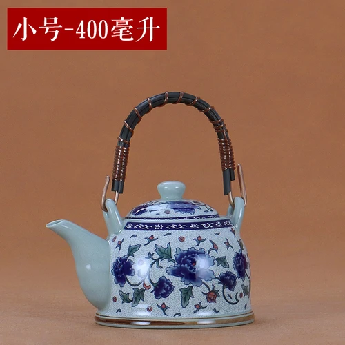 Pot Small Китайский стиль Цзиндэчжэнь керамический чайник чайная чашка большой синий цветок фарфоровый горшок фильтрованный набор чайных бутылок домашний чайный деревянный поднос - Color: Pot Small