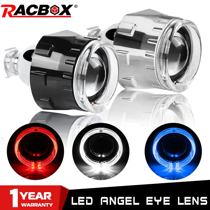Линзы для фар 2 5 дюйма светодиодные Биксеноновые линзы Angel Eye с белыми синими
