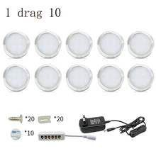 4/6/8 шт. светодиодный свет под кабинет Кухня огни 12В 2Вт лампы дневного света с выключателем лампа для платяного шкафа витрина лампы для украшения