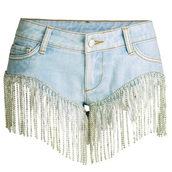 

[EWQ] 2020 Tassel High Waist Blue Denim Shorts Women Summer Sexy Bodycon Hot Jeans Short Female Casual Streetwear MI699
