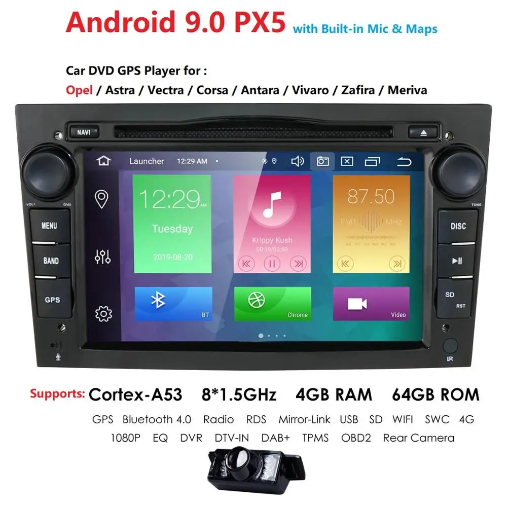 Hizpo 4 Гб + 64 Восьмиядерный Android 9 0 2 DIN Автомобильный dvd-плеер для Opel Astra H Vectra Corsa Zafira B C