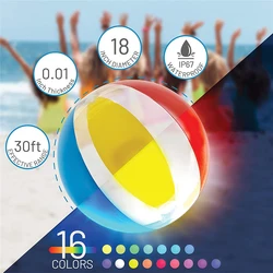 Pool Toys LED Beach Ball with Remote Control 16 Colors Lights Outdoor Pool Beach Party Games for Kids Adults Atmosphere Props
