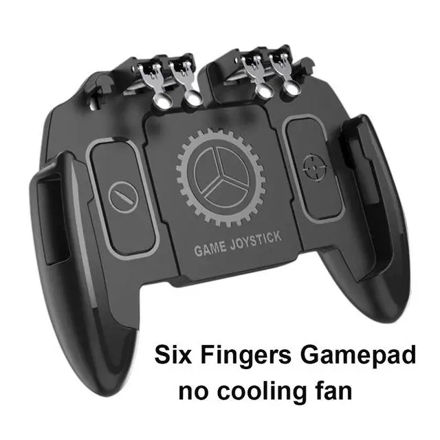 M11 Six Finger PUBG Game Controller Gamepad Trigger Shooting Free Fire Cooling Fan Gamepad Joystick for IOS Android Mobile Phone 