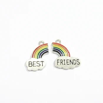 

Factory Price ! 30pcs/lot Rhodium Plated Best Friends Rainbow Charms For Jewelry Handmade DIY Accessories.Free Shipping!