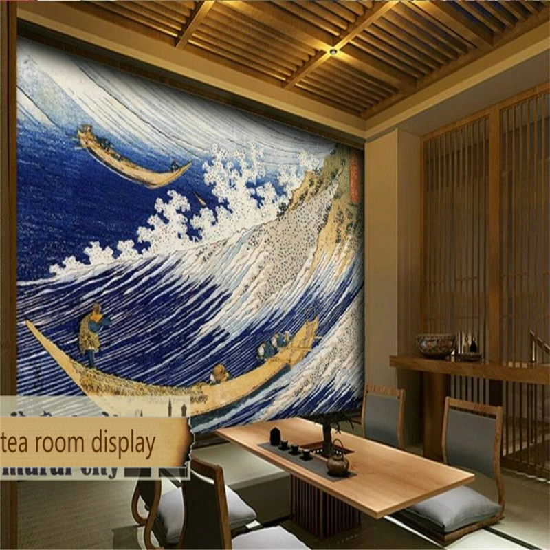 Japanese Ukiyo E Kanagawa Surfing Photo Wallpaper 3d Sushi Restaurant Tea Room Industrial Decoration Background Wall Paper 3d Wallpapers Aliexpress