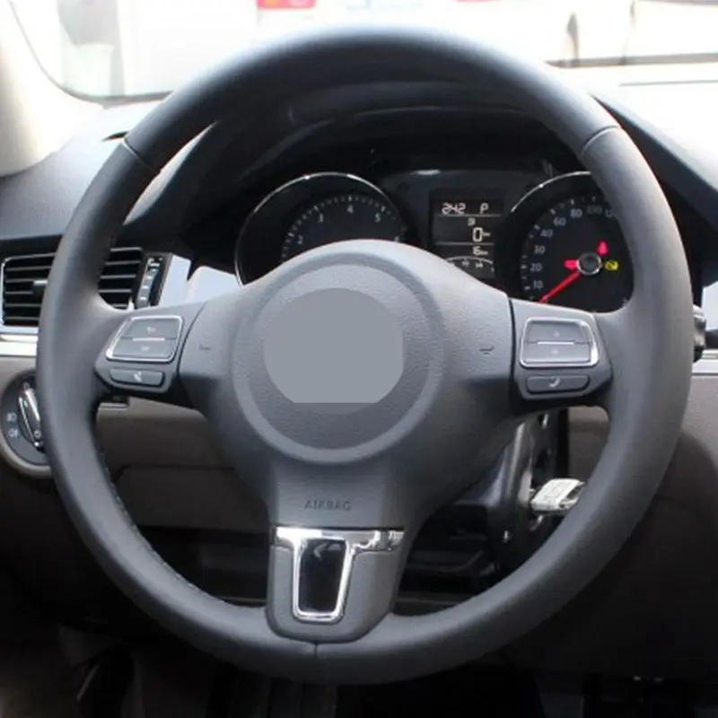 DIY ручной работы черный мягкий чехол из искусственной кожи на руль для Volkswagen Golf 6