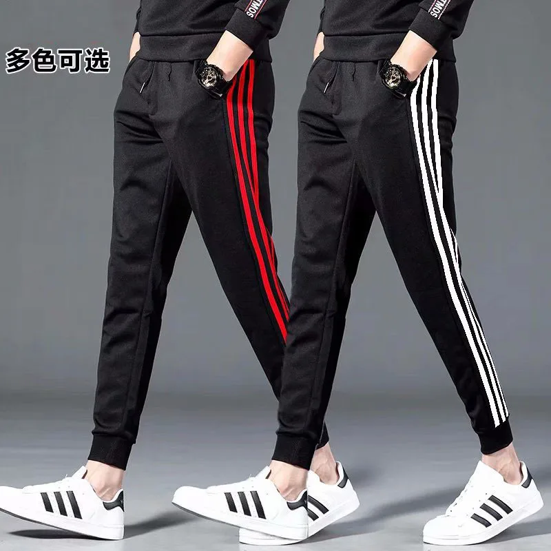 

Autumn MEN'S Sports Pants Skinny Casual Pants Slimming Closing Three Bars Sweatpants Men's Students Sports Long Pants
